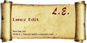 Lencz Edit névjegykártya
